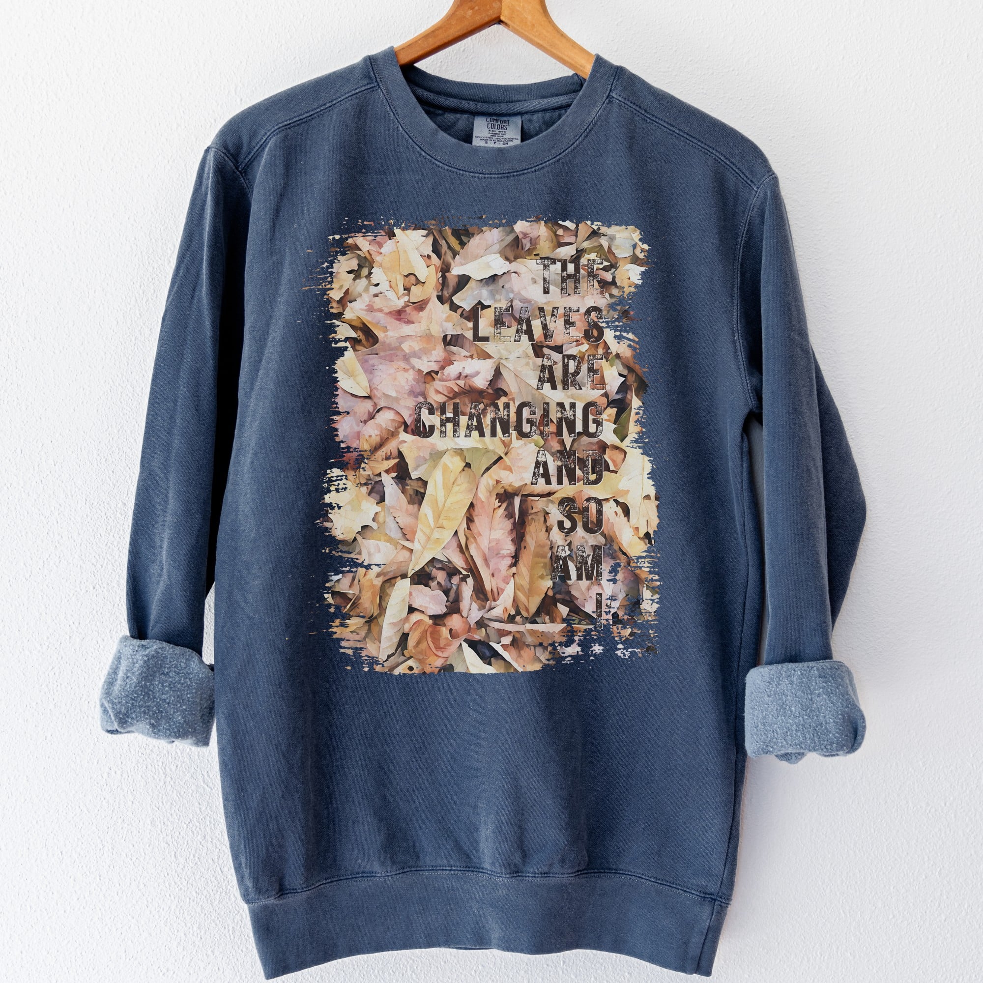 Shifting Seasons vintage style sweatshirts – Blue Jean (front view)