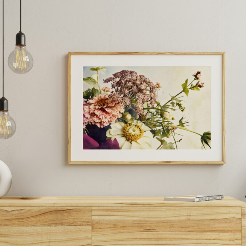 Whisper of Zinnias botanical wall art